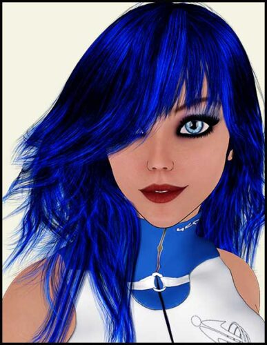 A not so average blue haired woman