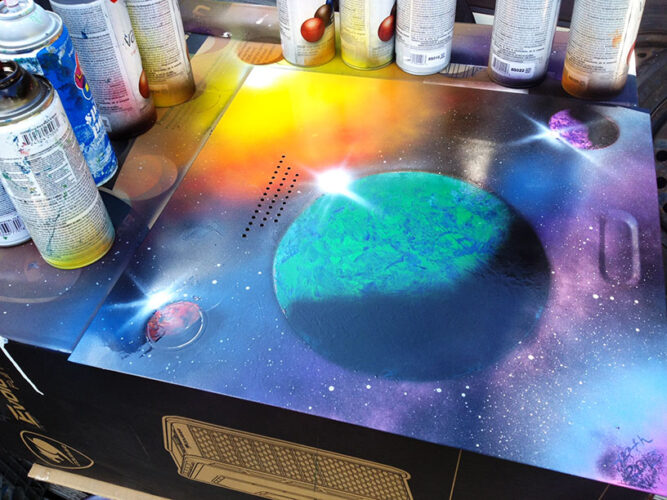 Spray art space painting